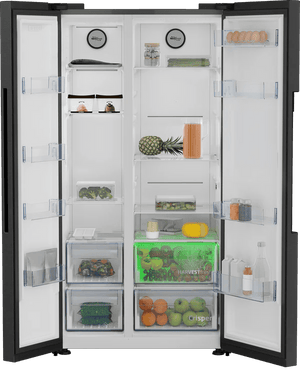 Beko Freestanding American Style Fridge Freezer with NeoFrost™ Black Steel | ASL1442VPZ - FRIDGE OR FR/FREEZER LGE 300L+, USA - Beattys of Loughrea