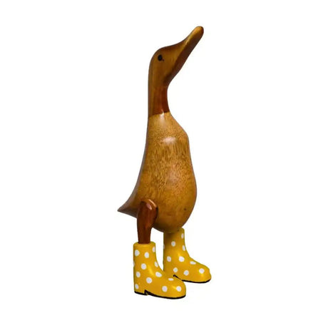 Duck in Yellow Spotted Welly Boot 30cm - BR24096-095 - ORNAMENTS - Beattys of Loughrea