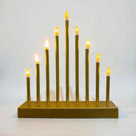 Premier Battery Operated 27cm Candlebridge – Warm White LEDs - Gold - XMAS CANDLE ARCHES LOGS - Beattys of Loughrea