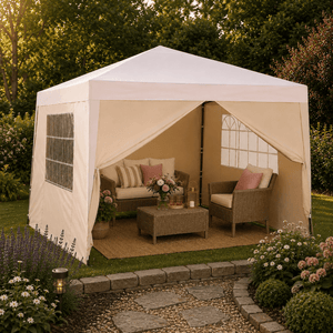 Pop Up Gazebo with 3 Sidewalls -3M x 3M - GAZEBO CANVAS & METAL - Beattys of Loughrea