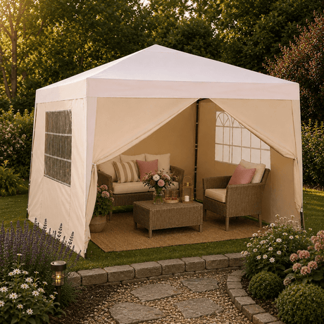 Pop Up Gazebo with 3 Sidewalls -3M x 3M - GAZEBO CANVAS & METAL - Beattys of Loughrea