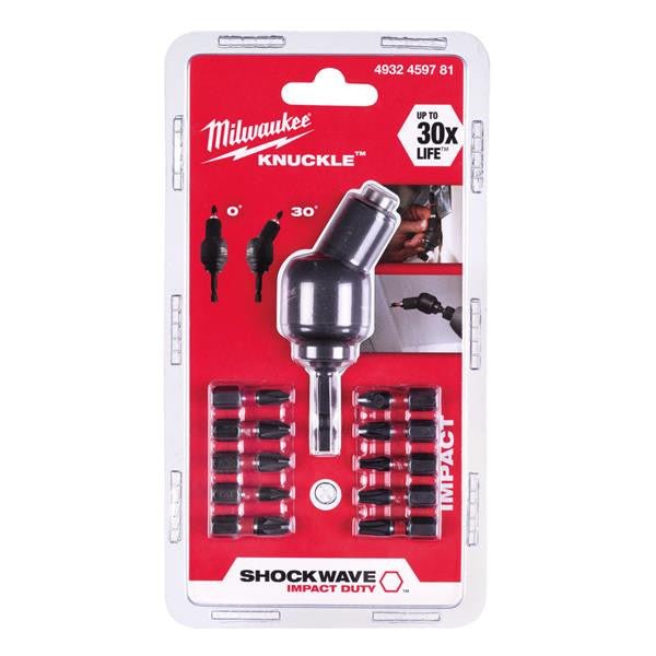 Milwaukee SHOCKWAVE Knuckle Offset Attachment 11pc 4932459781 - SDS BITS - Beattys of Loughrea
