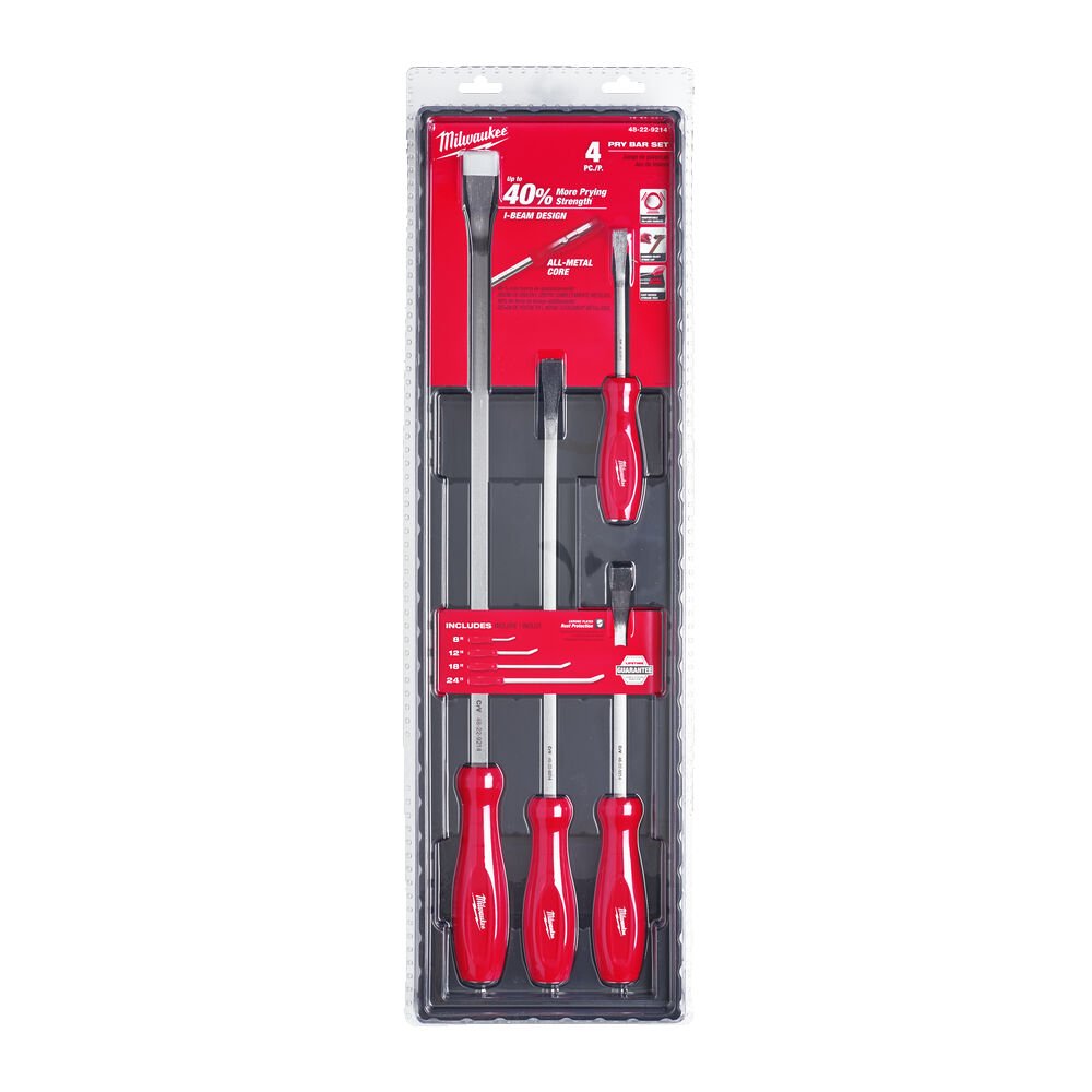 Milwaukee Pry Bar Set 4pc 48 - 22 - 9214 - SDS BITS - Beattys of Loughrea