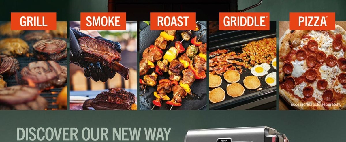 Ninja FlexFlame Outdoor Cooking System 5 - in - 1 Grill & Smoker | PG301UKBL - BBQ - GAS - Beattys of Loughrea