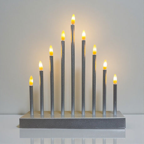 Premier Battery Operated 27cm Candlebridge – Warm White LEDs - Silver - XMAS CANDLE ARCHES LOGS - Beattys of Loughrea