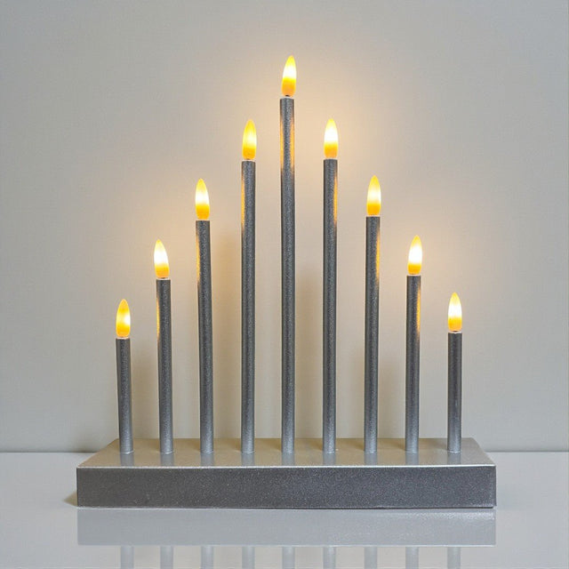 Premier Battery Operated 27cm Candlebridge – Warm White LEDs - Silver - XMAS CANDLE ARCHES LOGS - Beattys of Loughrea