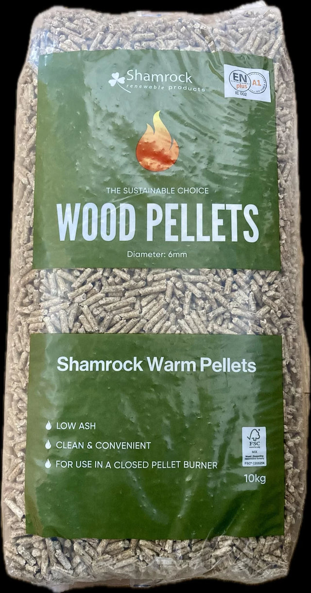 Shamrock Wood Pellets 10kg - Beattys of Loughrea | www.beattys.ie