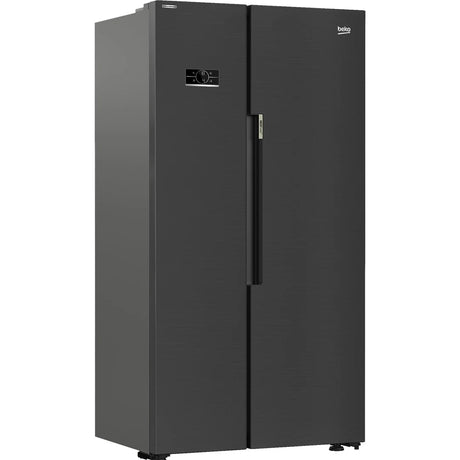 Beko Freestanding American Style Fridge Freezer with NeoFrost™ Black Steel | ASL1442VPZ - FRIDGE OR FR/FREEZER LGE 300L+, USA - Beattys of Loughrea