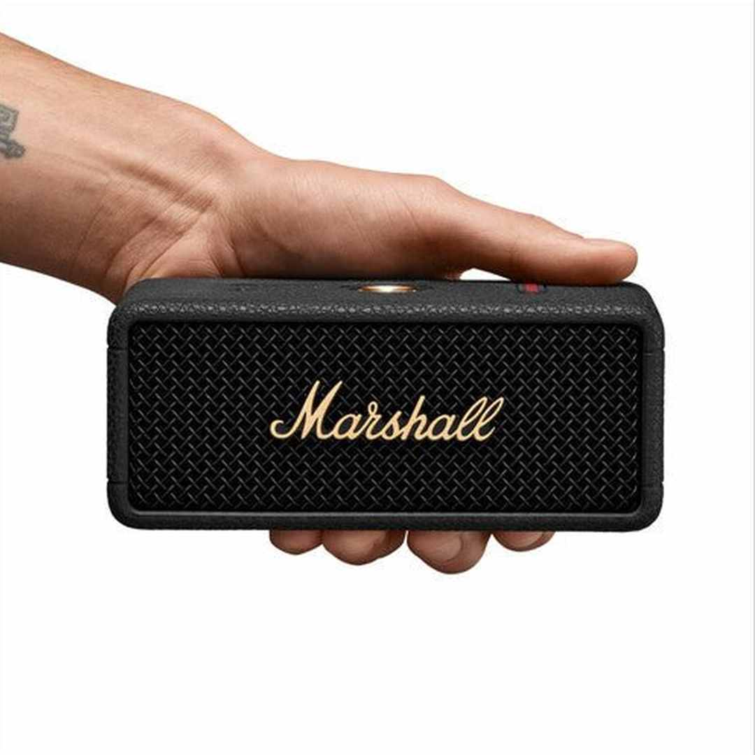 Marshall Emberton III Portable Waterproof Wireless Speaker (Black & Brass) | 1006884 - SPEAKERS HIFI MP3 PC - Beattys of Loughrea