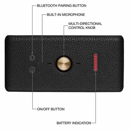 Marshall Emberton III Portable Waterproof Wireless Speaker (Black & Brass) | 1006884 - SPEAKERS HIFI MP3 PC - Beattys of Loughrea