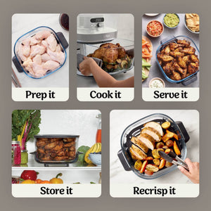 Ninja CRISPi PRO 7 - in - 1 XL Glass Air Fryer - Bone | AS101UKLG - AIR FRYER / DEEP FAT FRYERS - Beattys of Loughrea