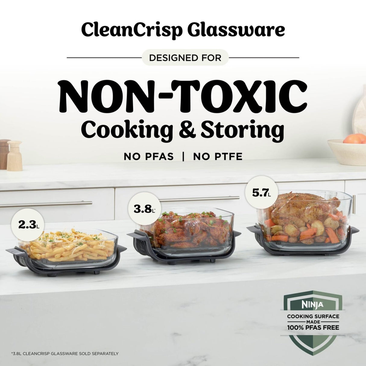 Ninja CRISPi PRO 7 - in - 1 XL Glass Air Fryer - Bone | AS101UKLG - AIR FRYER / DEEP FAT FRYERS - Beattys of Loughrea