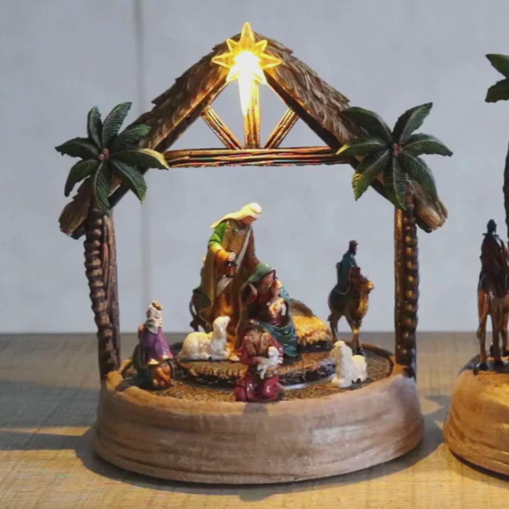 Crèche animée LED 21,5 cm