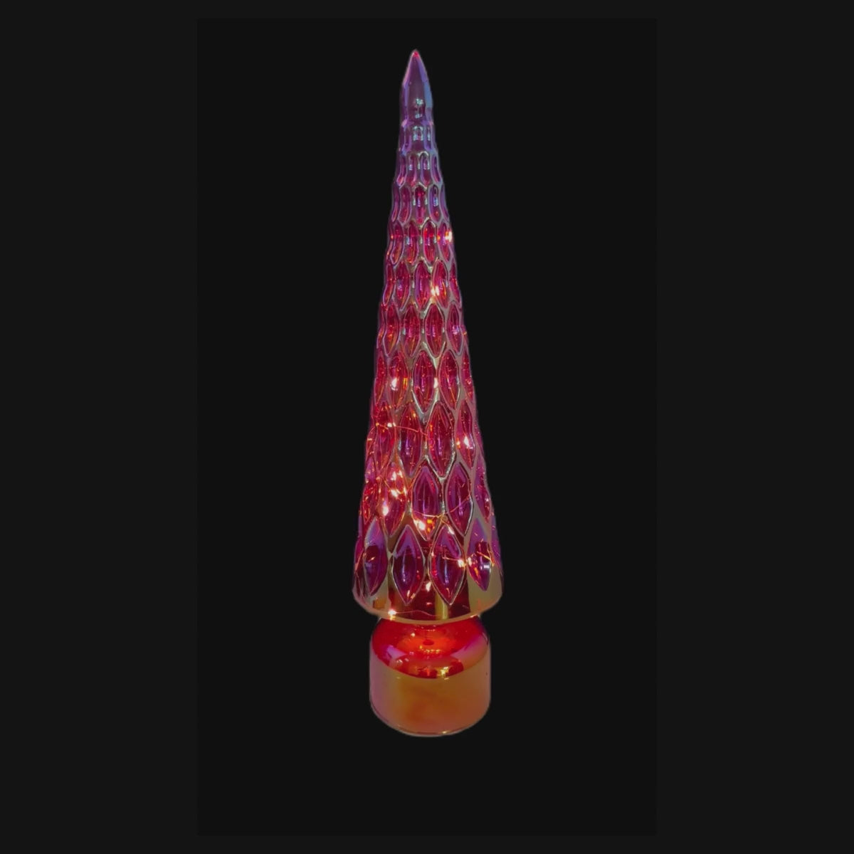 Mica Decorations Glass Christmas Tree Rotatable Red Lustre 44 x 11cm