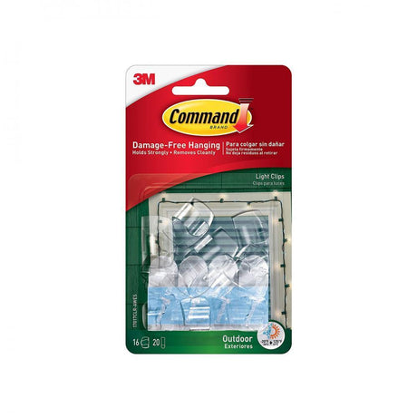 Command Outdoor Light Clips Gutter Hook 3M17017CLR - HOOKS, PLASTIC S/ADH - Beattys of Loughrea