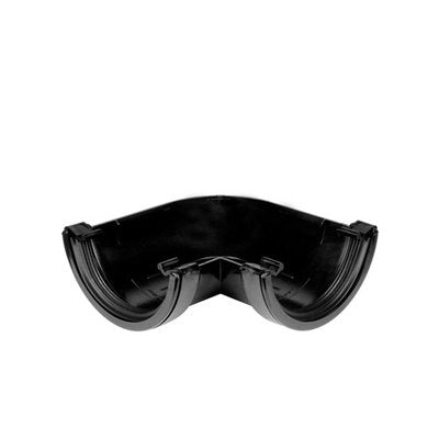 Gutter Black Round Angle 90Deg Ra1 - PVC GUTTER DOWNPIPE BLACK - Beattys of Loughrea