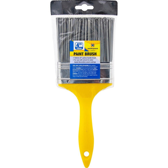 Marksman 4"/10cm Paint Brush - Yellow Handle - PAINT BRUSHES - Beattys of Loughrea