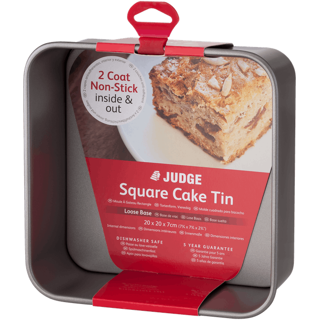 Judge Bakeware, 8"/20cm Square Cake Tin, Loose Base, Non-Stick - BAKEWARE - Beattys of Loughrea