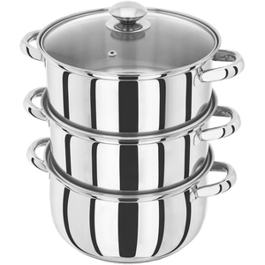 Judge Essentials, 22cm 3 Tier Glass Lid Steamer Set - COOKWARE - S/STEEL - Beattys of Loughrea