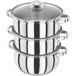 Judge Essentials, 22cm 3 Tier Glass Lid Steamer Set - COOKWARE - S/STEEL - Beattys of Loughrea