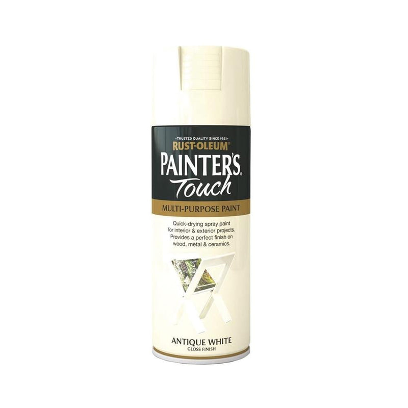 Rustoleum Painters Touch Multi-Purpose Spray Paint 400ml - Antique White Gloss - METAL PAINTS - Beattys of Loughrea