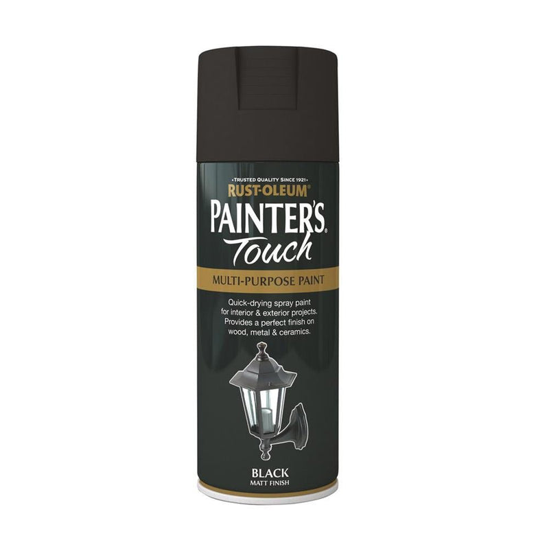 Rustoleum Painters Touch Multi-Purpose Spray Paint 400ml - Matt Black - METAL PAINTS - Beattys of Loughrea