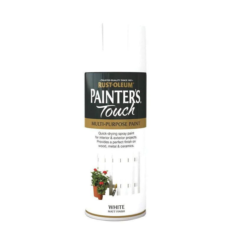 Rustoleum Painters Touch Multi-Purpose Spray Paint 400ml - Matt White - METAL PAINTS - Beattys of Loughrea