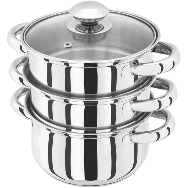 Judge Essentials, 16cm 3 Tier Glass Lid Steamer Set - COOKWARE - S/STEEL - Beattys of Loughrea