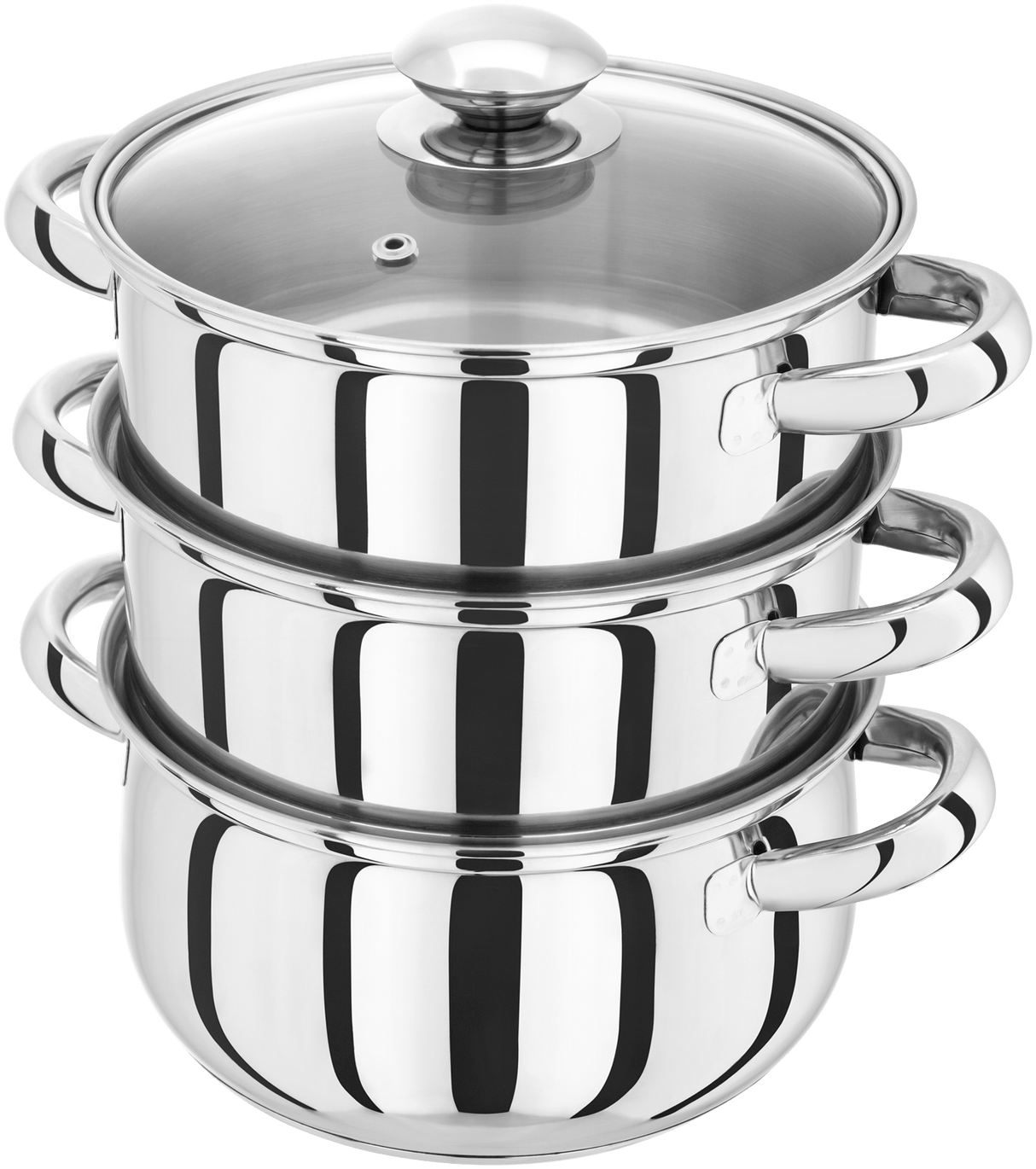 Judge Essentials, 18cm 3 Tier Glass Lid Steamer Set - COOKWARE - S/STEEL - Beattys of Loughrea