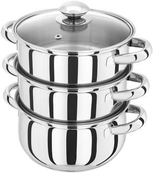 Judge Essentials, 18cm 3 Tier Glass Lid Steamer Set - COOKWARE - S/STEEL - Beattys of Loughrea
