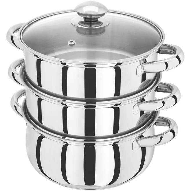 Judge Essentials, 20cm 3 Tier Glass Lid Steamer Set - COOKWARE - S/STEEL - Beattys of Loughrea