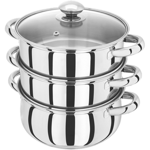 Judge Essentials, 20cm 3 Tier Glass Lid Steamer Set - COOKWARE - S/STEEL - Beattys of Loughrea