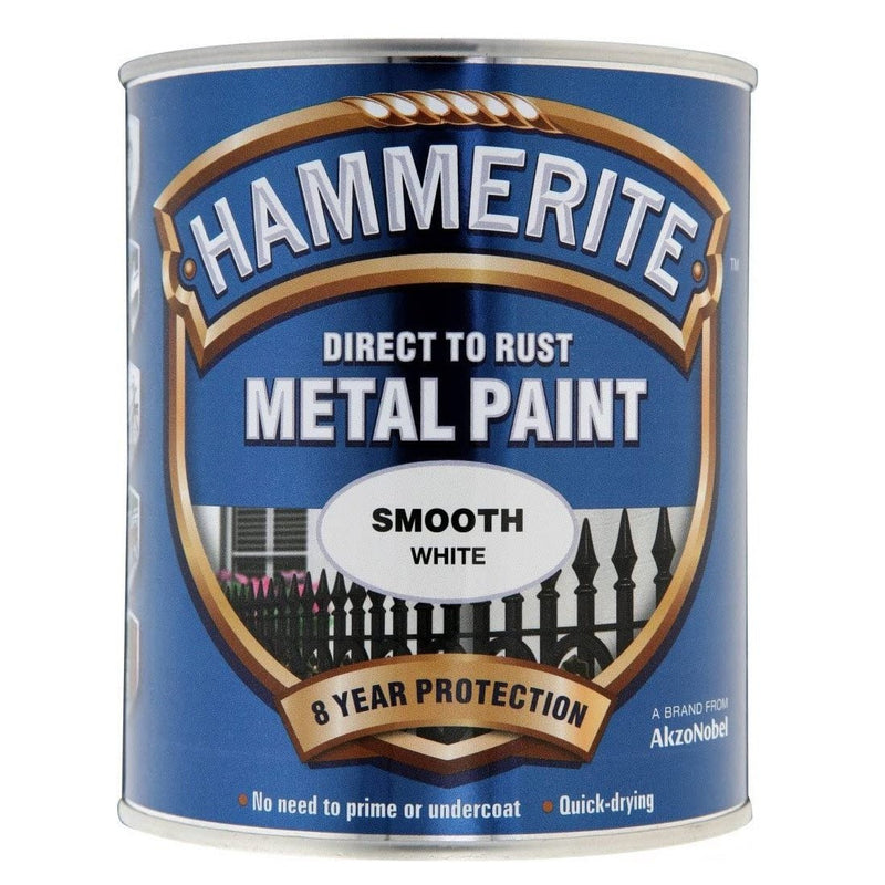Hammerite Direct to Rust Smooth Finish Metal Paint 750ml White - METAL PAINTS - Beattys of Loughrea