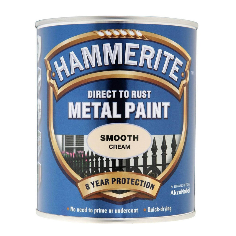 Hammerite Direct to Rust Smooth Finish Metal Paint 750ml Cream - METAL PAINTS - Beattys of Loughrea