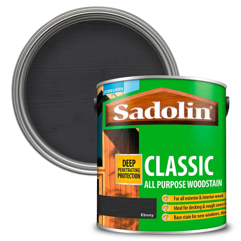Sadolin Woodstain Classic Colours Woodstain - 2.5 Litre Ebony - VARNISHES / WOODCARE - Beattys of Loughrea