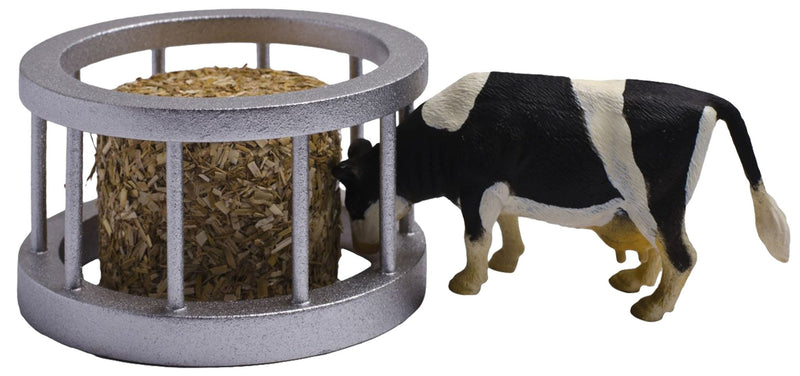 Kids Globe 1:32 Feeder Ring with Round Bale & Cow - FARMS/TRACTORS/BUILDING - Beattys of Loughrea