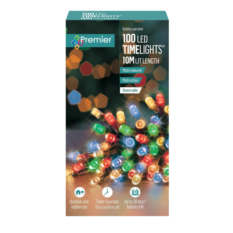 Premier 100 Led Multi Action Battery Operated Multi Colour - XMAS BATTERY OPERATED LIGHTS - Beattys of Loughrea