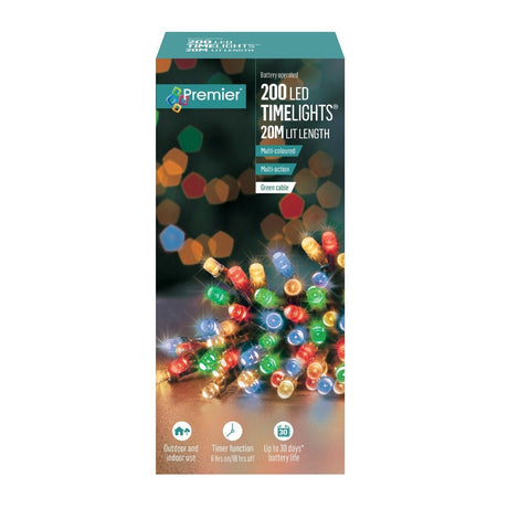 200Led Battery Operated Timer Multi Colour Xmas Lights Lb112384M - XMAS BATTERY OPERATED LIGHTS - Beattys of Loughrea