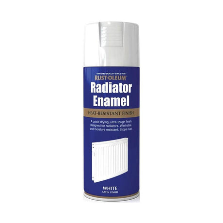 Rustoleum Radiator Enamel Spray Paint 400ml - Satin White - METAL PAINTS - Beattys of Loughrea