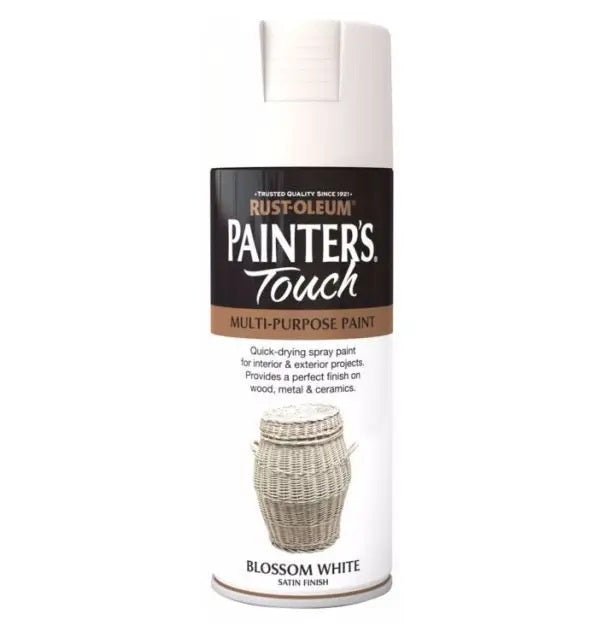 Rustoleum Painters Touch Multi-Purpose Spray Paint 400ml - Blossom White Satin - METAL PAINTS - Beattys of Loughrea