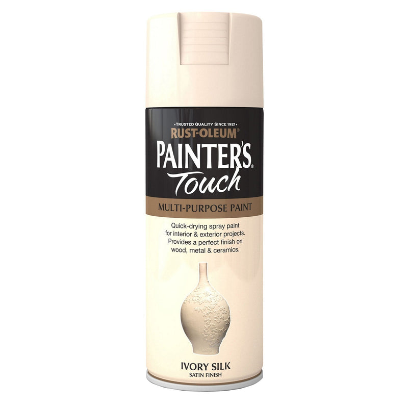 Rustoleum Painters Touch Multi-Purpose Spray Paint 400ml - Ivory Silk Satin - METAL PAINTS - Beattys of Loughrea