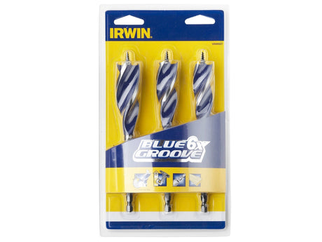 Irwin 6X Blue Groove Wood Drill Bit 3 piece Set - HANDSAWS - Beattys of Loughrea