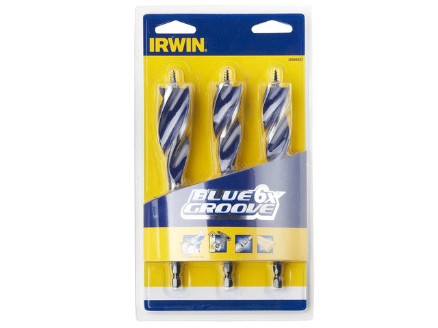 Irwin 6X Blue Groove Wood Drill Bit 3 piece Set - HANDSAWS - Beattys of Loughrea