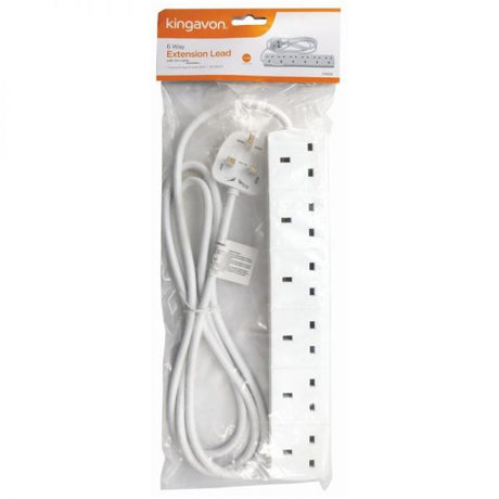 Kingavon 6 Way Extension Lead With 2m Cable - EXTENSION LEADS/SOCKETS - Beattys of Loughrea