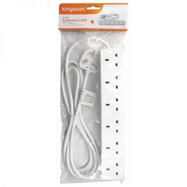 Kingavon 6 Way Extension Lead With 2m Cable - EXTENSION LEADS/SOCKETS - Beattys of Loughrea