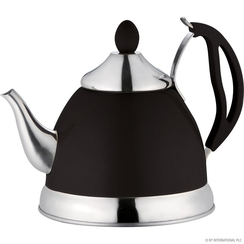 Stainless Steel Teapot with Infuser Black & Chrome 1.5L - S/S TEAPOT/JUG - Beattys of Loughrea
