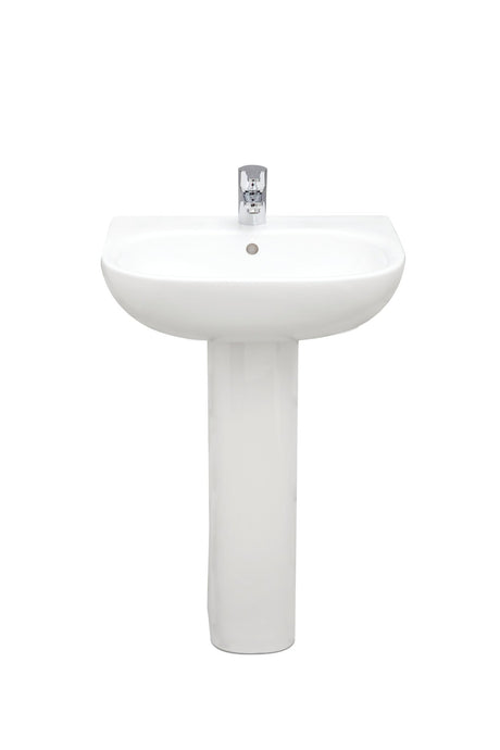 Sonas ToniqueWashbasin & Full Pedestal - 55cm White BS2020 - WASH HAND BASIN - Beattys of Loughrea