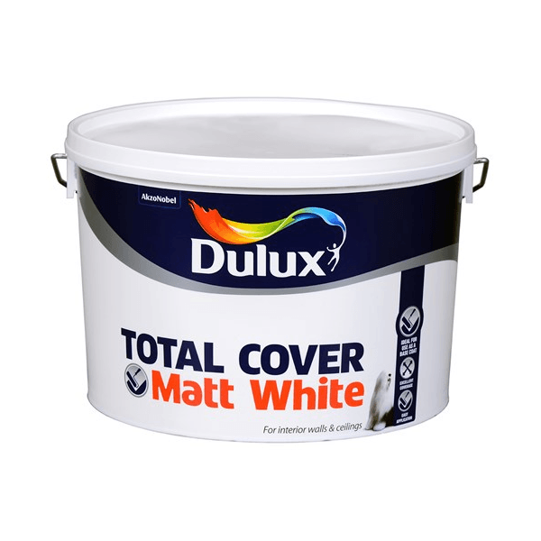 Dulux Total Cover Matt White - 10 Litre - WHITES - Beattys of Loughrea