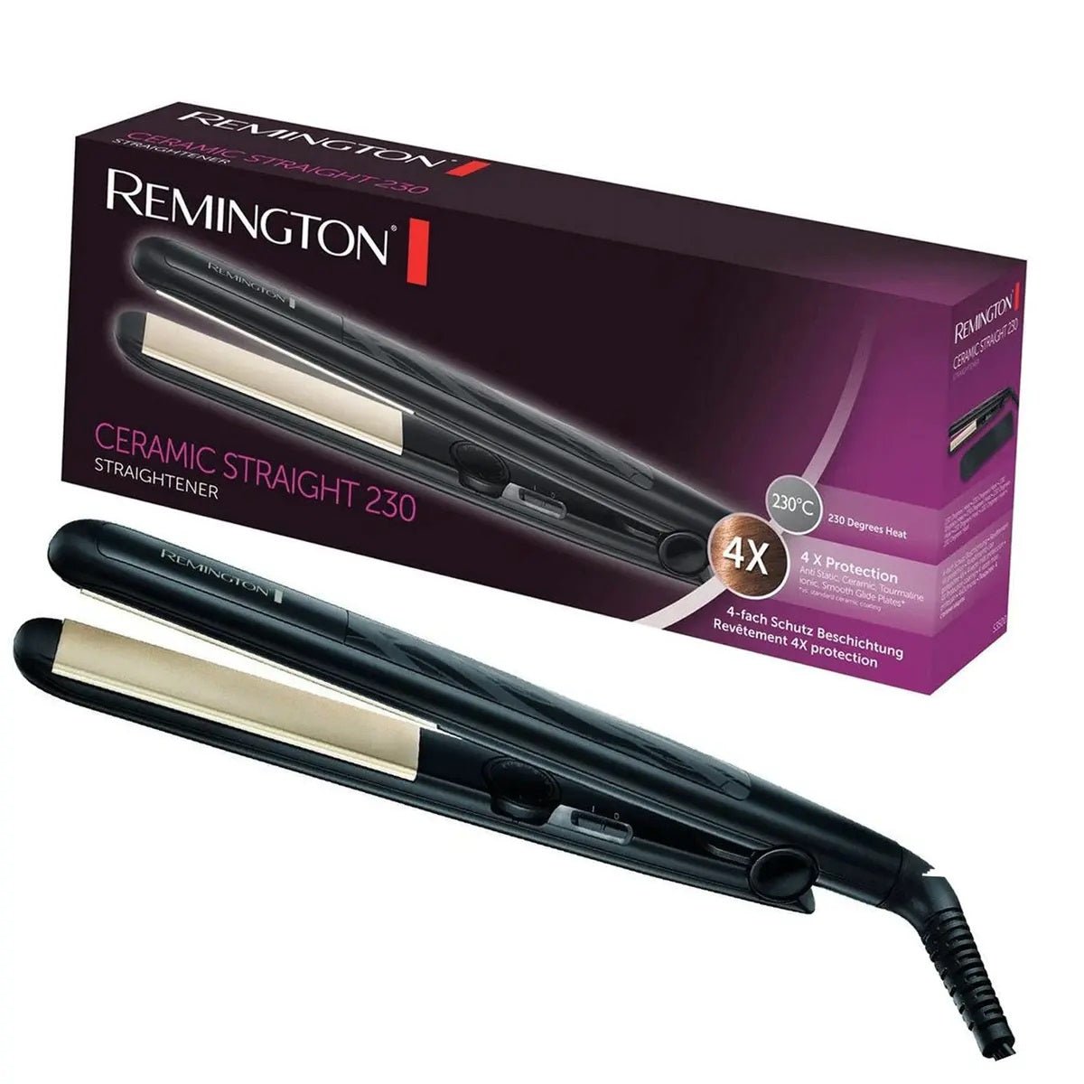 Remington Ceramic Straight 230 Hair Straightener - CURLERS/CRIMPERS/STRAIGHTENERS - Beattys of Loughrea
