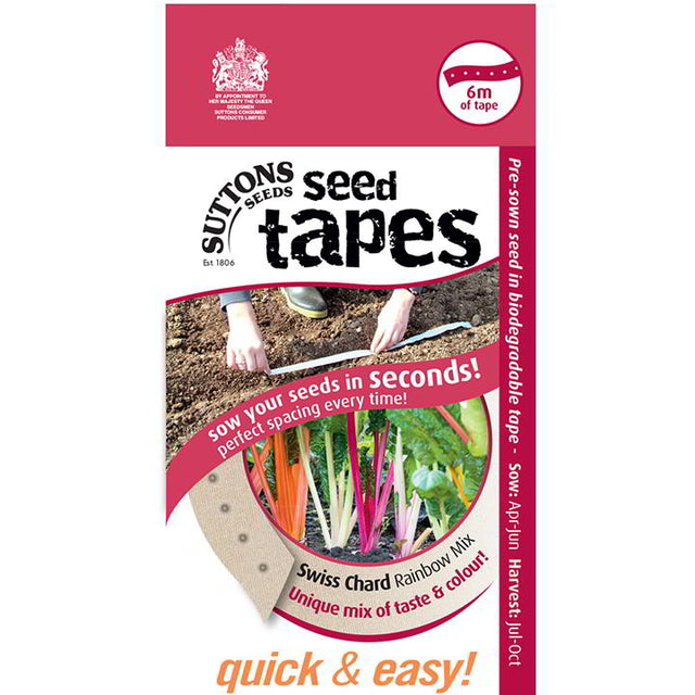 Suttons Seed Tape Swiss Chard Rainbow 186311 - SEED VEG & FLOWER - Beattys of Loughrea